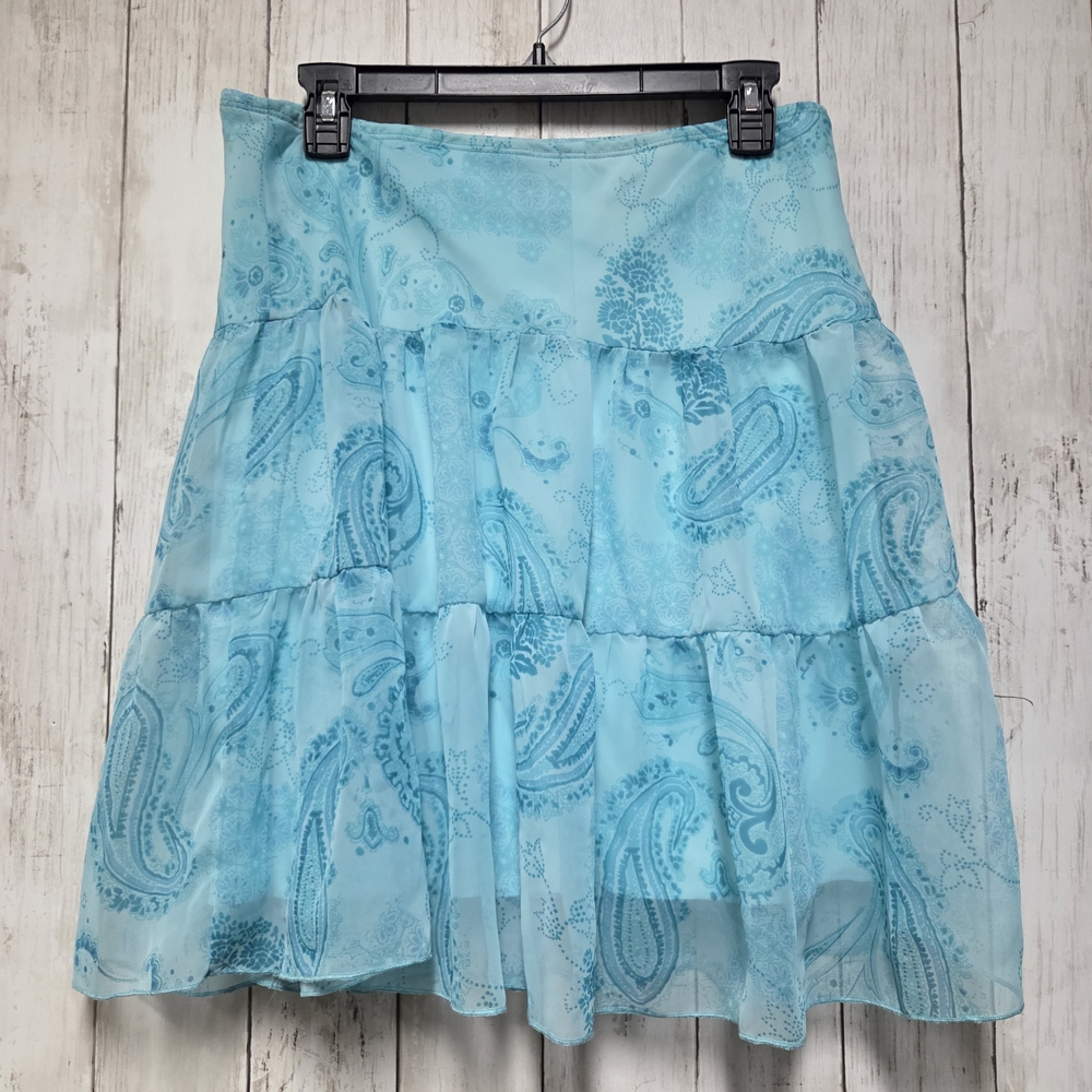 B. Smart Light Blue Paisley A-Line Skirt